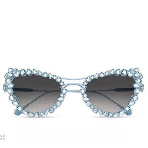 Swarovski Butterfly Removable Crystal Clip On Sunglasses, 56mm Blue Gray Color